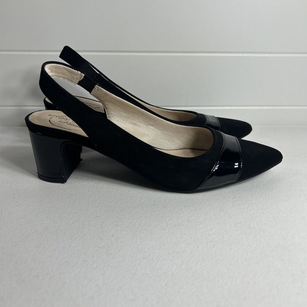 LifeStride Women’s Shoes Size 7 M Black Slingback Block Comfort Heels